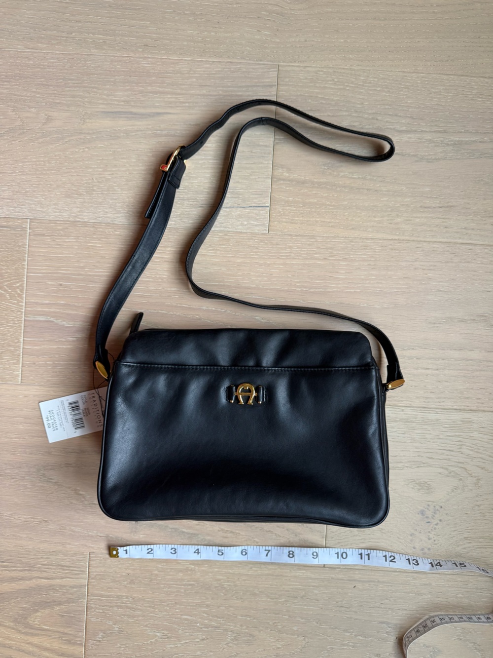 Etienne Aigner Black Leather Crossbody with Gold Accent NWT